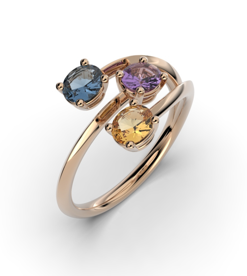 anillo de oro 18k y zafiros de colores