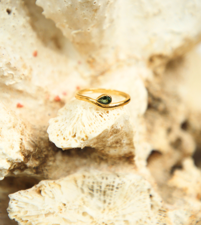 Anillo GOTA Anillo Gota Turmalina verde